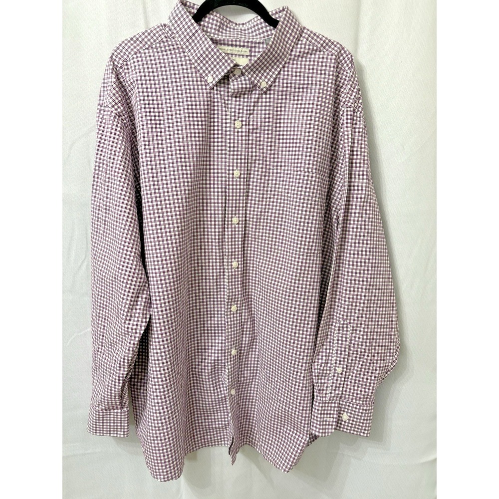 Oak Hill Mens‎ Long Sleeve Shirt Size 2XL Maroon Checked Pattern
